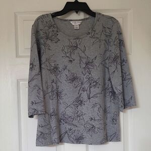 Christopher & Banks Gray Casual 3/4 Sleeve Blouse